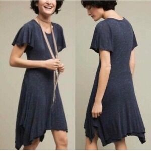 DOLAN LEFT COAST Anthropologie Blue Jersey Knit Handkerchief Hem Dress, Small